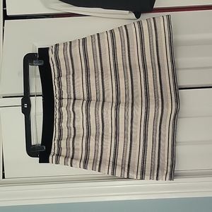 LOFT Skirt Cream and black Cotton Silk blend skirt grosgrain waist Size 12